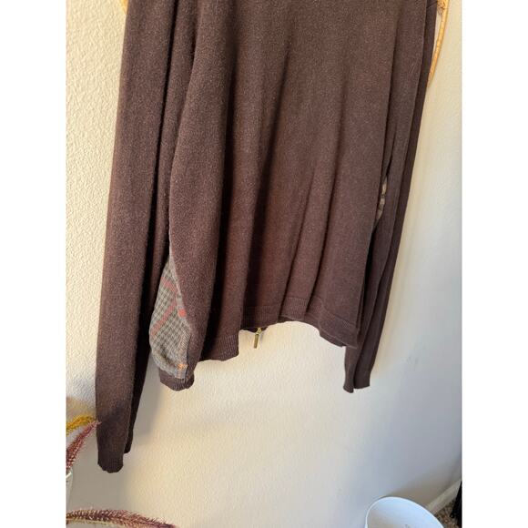 Vtg Ralph Lauren Brown Cashmere Silk Zip Cardigan Sweater Equestrian Plaid 3X - Picture 12 of 12